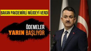 Bakan Pakdemirli açıkladı: O ödemeler yarın başlıyor