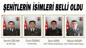 Şehitlerimizin İsimleri Belli Oldu