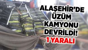 Alaşehir'de Üzüm Taşıyan Kamyon Devrildi : 1 Yaralı