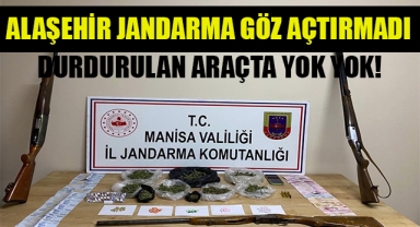 Alaşehir'de jandarma'nın durdurduğu araçta esrar ve uyuşturucu hap ele geçirildi